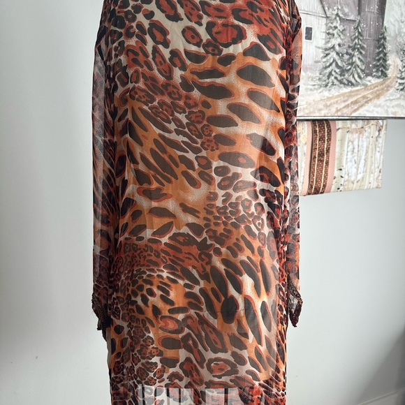Kaftan-Tunic - Animal Print with Sequence in Gold - Picture 5 of 8